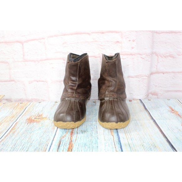 Sorel Brown Leather Wool Lined Chelsea Ankle Rubber Duck Boots Size US 8 - Picture 4 of 7